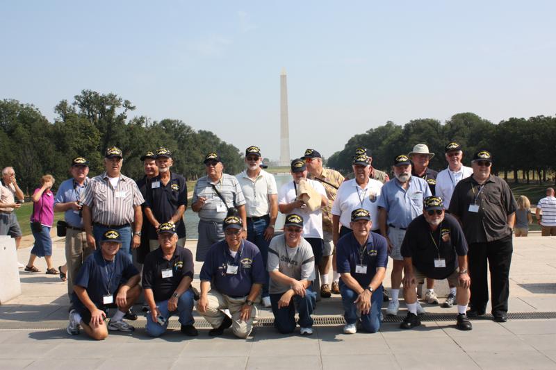 Towers shipmates at the Lincoln Memorial with the Washington Monument in the background-1