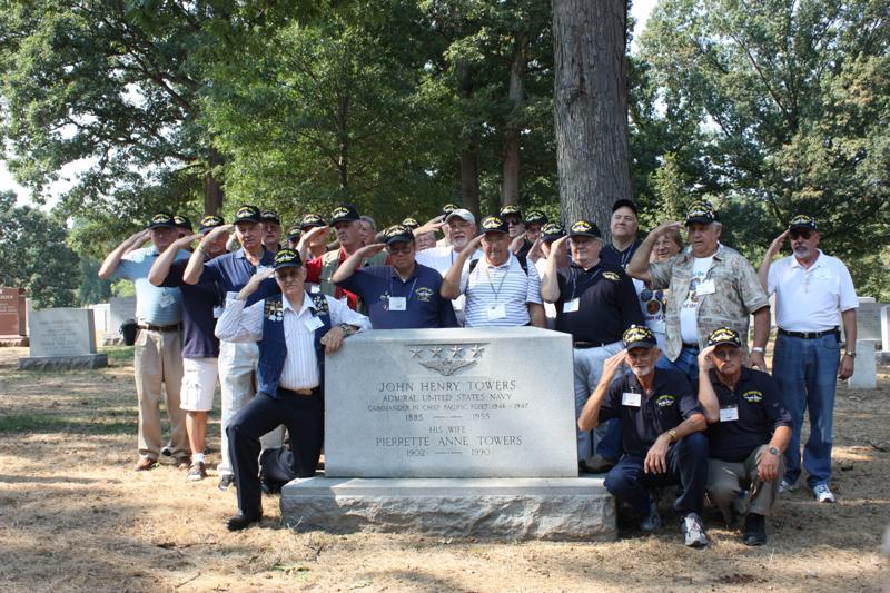 Towers shipmates rendering salute to Admiral Towers